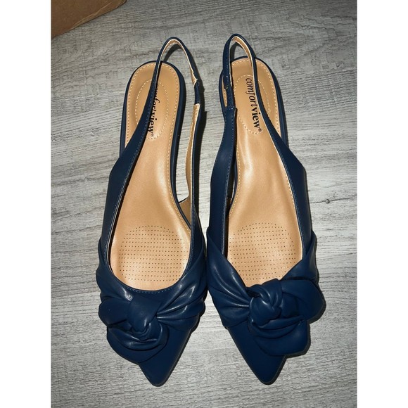 Navy blue Comfortview Women's Wide Width The Tia Slingback Shoes - Picture 5 of 7